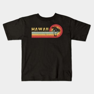 Hawaiian Vintage 80s Palm Trees Sunset Kids T-Shirt